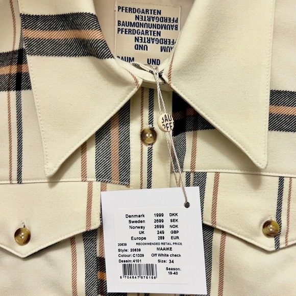 BAUM UND PFERDGARTEN Women Maaike Button Up Blouse Sz EU 34 XS Plaid Long Sleeve - Picture 5 of 5